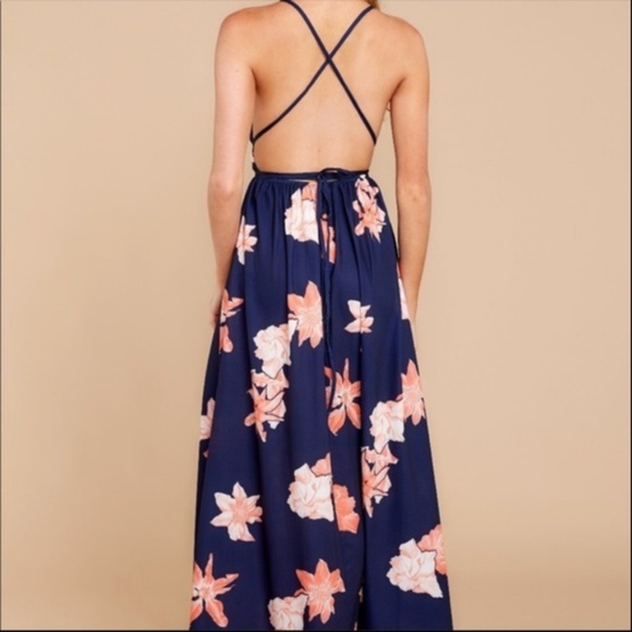 1 LEFT SZ XL! Floral Open Back Maxi Tropical Dress - Picture 8 of 8